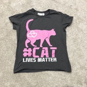 Cat Lives Matter Grey and Pink T Shirt